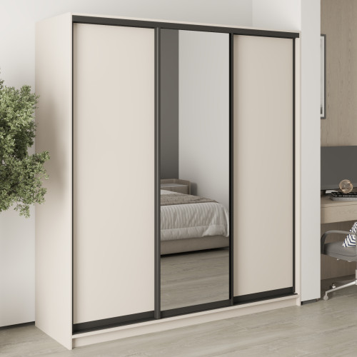 MebelStar Three-door wardrobe Standard BG 2DSP/Mirror Cashmere, 190x45x210 cm (MBS-8365)