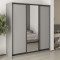 MebelStar Three-door wardrobe Standard BG 2DSP/Mirror Gray mouse, 190x45x210 cm (MBS-8413)