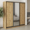 MebelStar Three-door wardrobe Standard BG 2DSP/Mirror Tahoe oak, 190x45x210 cm (MBS-8425)
