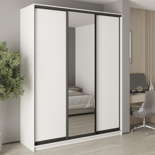 MebelStar Three-door wardrobe Standard BG 2DSP/Mirror Alaska white, 190x45x240 cm (MBS-8653)