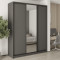 MebelStar Three-door wardrobe Standard BG 2DSP/Mirror Anthracite, 190x45x240 cm (MBS-8665)