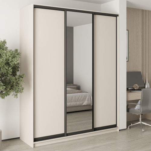 MebelStar Three-door wardrobe Standard BG 2DSP/Mirror Cashmere, 190x45x240 cm (MBS-8689)