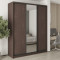 MebelStar Three-door wardrobe Standard BG 2DSP/Mirror Ristreto oak, 190x45x240 cm (MBS-8725)