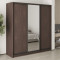 MebelStar Three-door wardrobe Standard BG 2DSP/Mirror Ristreto oak, 200x60x210 cm (MBS-8408)