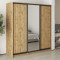 MebelStar Three-door wardrobe Standard BG 2DSP/Mirror Tahoe oak, 200x60x210 cm (MBS-8432)