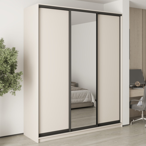 MebelStar Three-door wardrobe Standard BG 2DSP/Mirror Cashmere, 200x45x240 cm (MBS-8690)