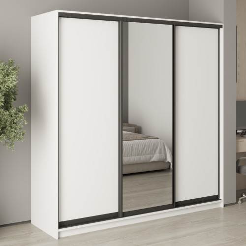 MebelStar Three-door wardrobe Standard BG 2DSP/Mirror Alaska white, 210x45x210 cm (MBS-8331)