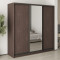 MebelStar Three-door wardrobe Standard BG 2DSP/Mirror Ristreto oak, 210x45x210 cm (MBS-8403)