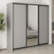 MebelStar Three-door wardrobe Standard BG 2DSP/Mirror Gray mouse, 210x45x210 cm (MBS-8415)
