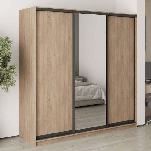 MebelStar Three-door wardrobe Standard BG 2DSP/Mirror Sonoma Oak, 210x60x210 cm (MBS-8361)