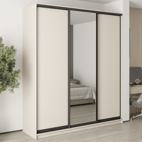 MebelStar Three-door wardrobe Standard BG 2DSP/Mirror Cashmere, 210x60x240 cm (MBS-8697)