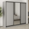 MebelStar Three-door wardrobe Standard BG 2DSP/Mirror Gray mouse, 220x45x210 cm (MBS-8416)