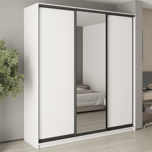 MebelStar Three-door wardrobe Standard BG 2DSP/Mirror Alaska white, 220x60x240 cm (MBS-8662)