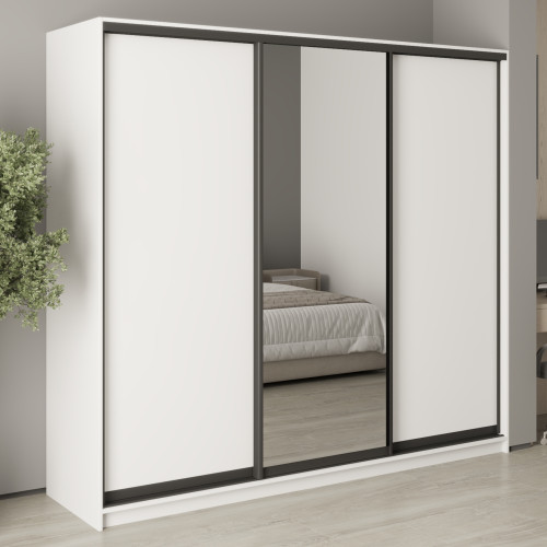 MebelStar Three-door wardrobe Standard BG 2DSP/Mirror Alaska white, 230x60x210 cm (MBS-8339)