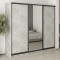 MebelStar Three-door wardrobe Standard BG 2DSP/Mirror Concrete, 230x45x210 cm (MBS-8381)