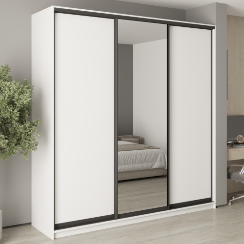 MebelStar Three-door wardrobe Standard BG 2DSP/Mirror Alaska white, 230x60x240 cm (MBS-8663)