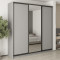 MebelStar Three-door wardrobe Standard BG 2DSP/Mirror Gray mouse, 230x45x240 cm (MBS-8741)