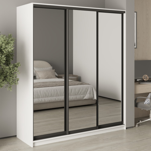 MebelStar Three-door wardrobe Standard BG 3 Mirrors Alaska white, 180x45x210 cm (MBS-8436)