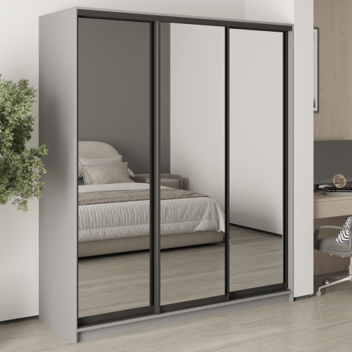 MebelStar Three-door wardrobe Standard BG 3 Mirrors Gray mouse, 180x45x210 cm (MBS-8520)