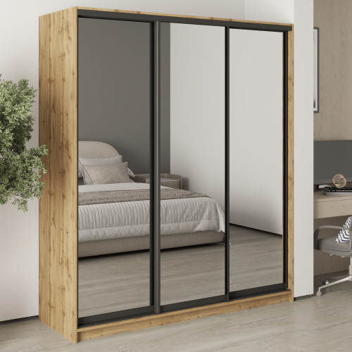 MebelStar Three-door wardrobe Standard BG 3 Mirrors Tahoe Oak, 180x45x210 cm (MBS-8532)
