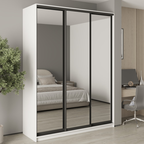 MebelStar Three-door wardrobe Standard BG 3 Mirrors Alaska white, 180x45x240 cm (MBS-8760)