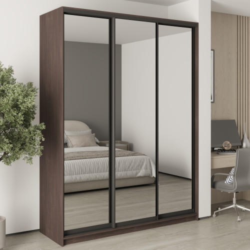 MebelStar Three-door wardrobe Standard BG 3 Mirrors Ristreto oak, 180x45x240 cm (MBS-8832)