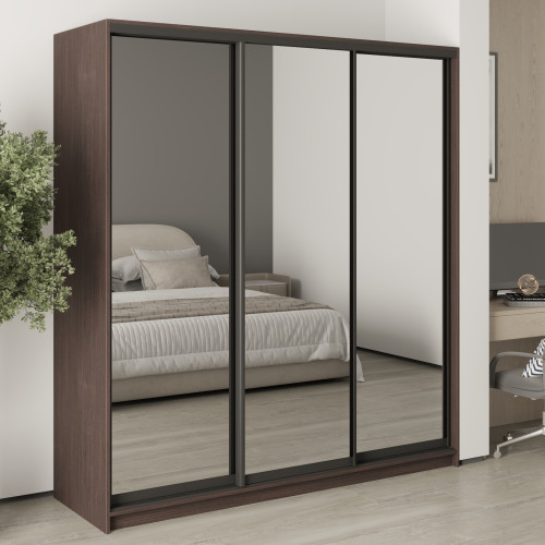 MebelStar Three-door wardrobe Standard BG 3 Mirrors Ristreto oak, 190x60x210 cm (MBS-8515)