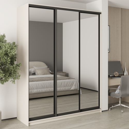 MebelStar Three-door wardrobe Standard BG 3 Mirrors Cashmere, 190x45x240 cm (MBS-8797)