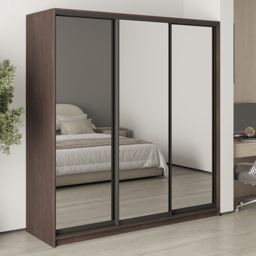 MebelStar Three-door wardrobe Standard BG 3 Mirrors Ristreto oak, 200x45x210 cm (MBS-8510)
