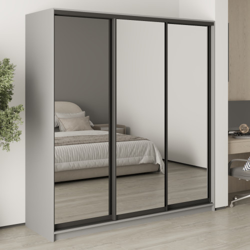MebelStar Three-door wardrobe Standard BG 3 Mirrors Gray mouse, 200x45x210 cm (MBS-8522)