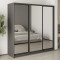 MebelStar Three-door wardrobe Standard BG 3 Mirrors Anthracite, 210x45x210 cm (MBS-8451)