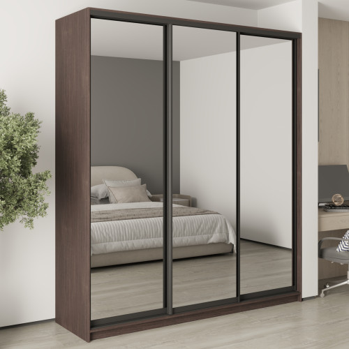 MebelStar Three-door wardrobe Standard BG 3 Mirrors Ristreto oak, 210x45x240 cm (MBS-8835)