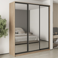 MebelStar Three-door wardrobe Standard BG 3 Mirrors Sonoma oak, 210x45x240 cm (MBS-8787)