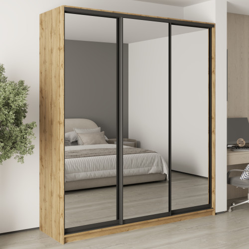 MebelStar Three-door wardrobe Standard BG 3 Mirrors Tahoe Oak, 210x45x240 cm (MBS-8859)