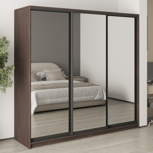 MebelStar Three-door wardrobe Standard BG 3 Mirrors Ristreto oak, 220x45x210 cm (MBS-8512)
