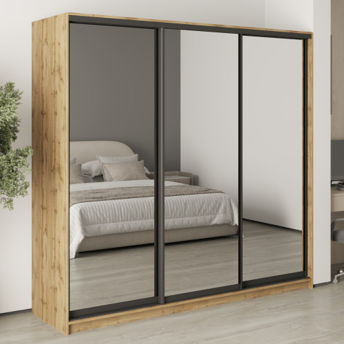 MebelStar Three-door wardrobe Standard BG 3 Mirrors Tahoe Oak, 220x60x210 cm (MBS-8542)