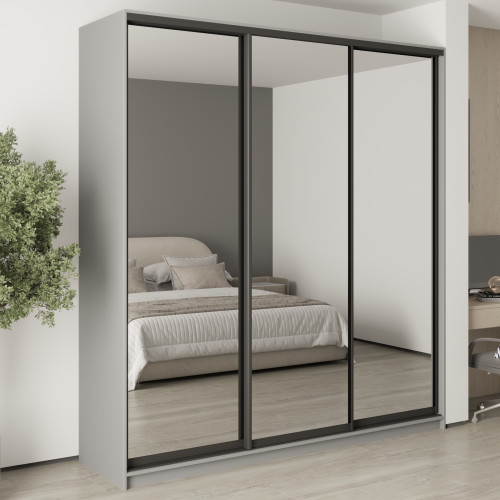 MebelStar Three-door wardrobe Standard BG 3 Mirrors Gray mouse, 220x60x240 cm (MBS-8854)