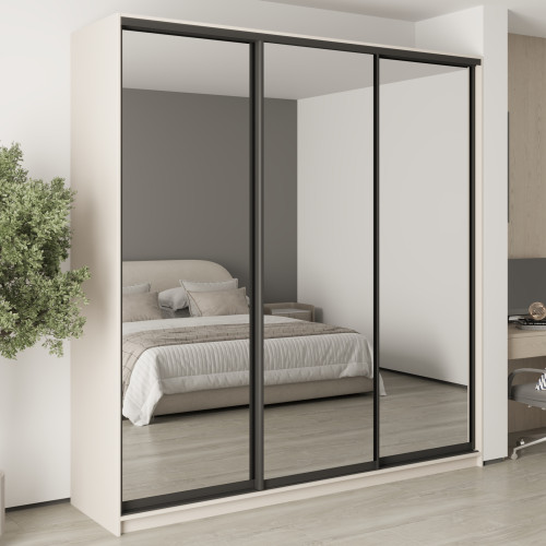 MebelStar Three-door wardrobe Standard BG 3 Mirrors Cashmere, 230x45x240 cm (MBS-8801)