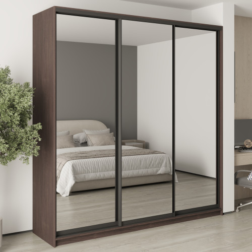 MebelStar Three-door wardrobe Standard BG 3 Mirrors Ristreto oak, 230x60x240 cm (MBS-8843)
