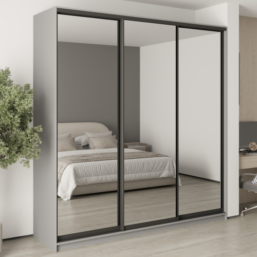MebelStar Three-door wardrobe Standard BG 3 Mirrors Gray mouse, 230x45x240 cm (MBS-8849)