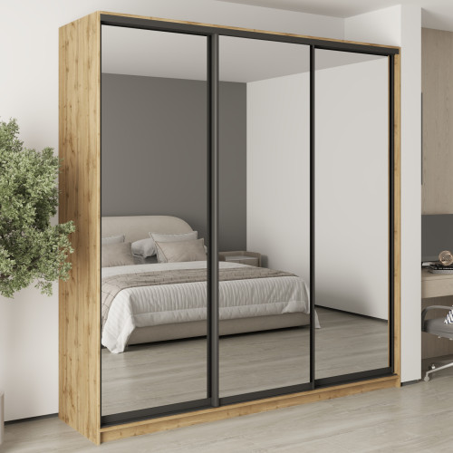 Шкаф-купе трехдверный MebelStar Стандарт BG 3 Зеркала 230x45x240 см Дуб тахо (MBS-8861)