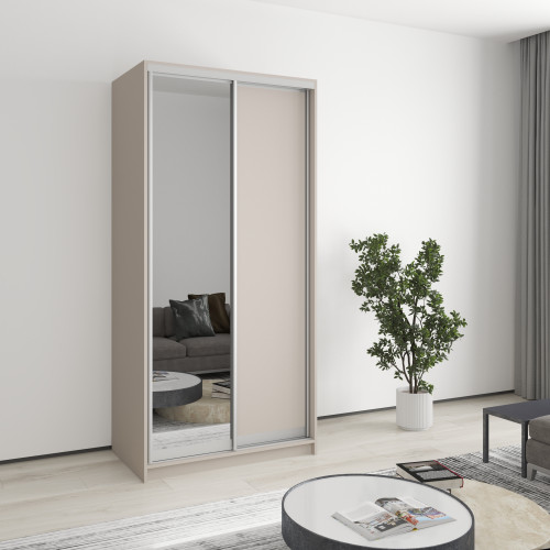 MebelStar Two-door wardrobe Standard AL Chipboard/Mirror Cashmere, 100x45x210 cm (MBS-2378)