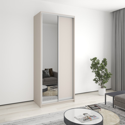 MebelStar Two-door wardrobe Standard AL Chipboard/Mirror Cashmere, 100x60x240 cm (MBS-3753)