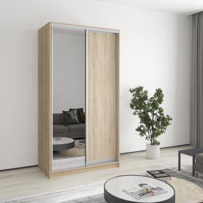 MebelStar Two-door wardrobe Standard AL Chipboard/Mirror Sonoma Oak, 110x60x210 cm (MBS-2424)