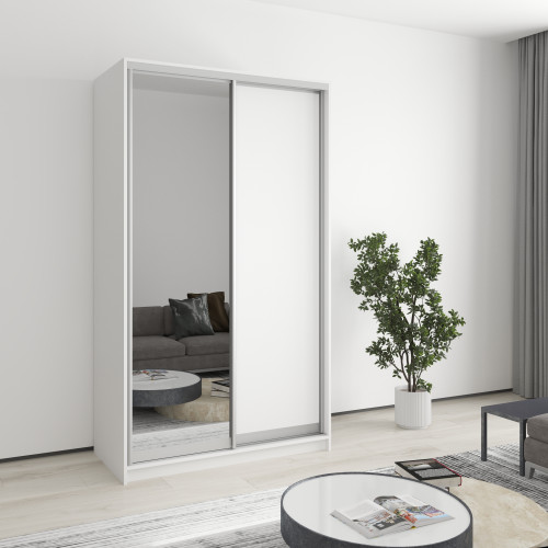 MebelStar Two-door wardrobe Standard AL Chipboard/Mirror Alaska white, 120x45x210 cm (MBS-2353)