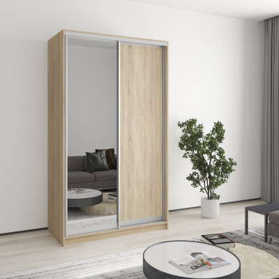 MebelStar Two-door wardrobe Standard AL Chipboard/Mirror Sonoma Oak, 120x60x210 cm (MBS-2425)