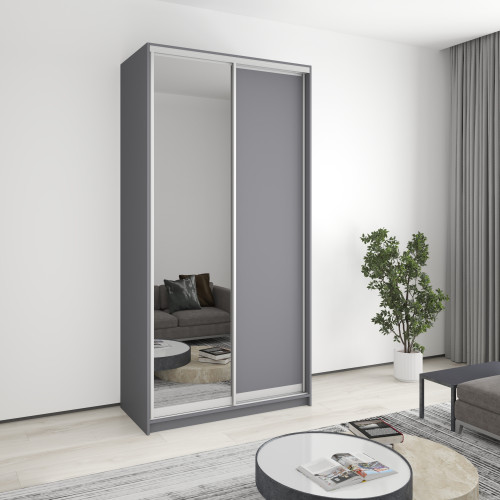 MebelStar Two-door wardrobe Standard AL Chipboard/Mirror Anthracite, 120x60x240 cm (MBS-3737)
