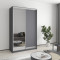 MebelStar Two-door wardrobe Standard AL Chipboard/Mirror Anthracite, 130x45x210 cm (MBS-2363)