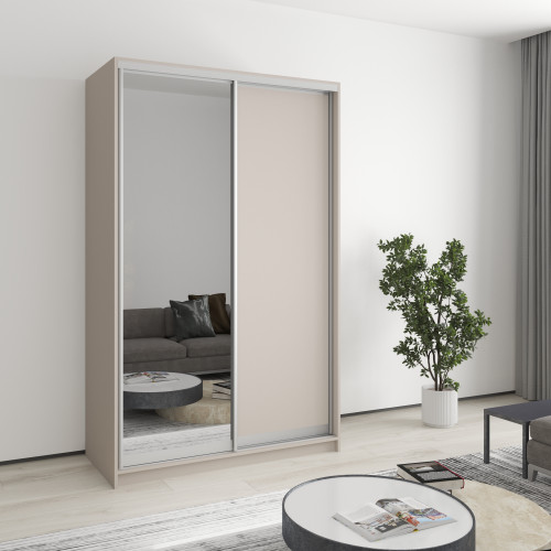 MebelStar Two-door wardrobe Standard AL Chipboard/Mirror Cashmere, 130x60x210 cm (MBS-2435)