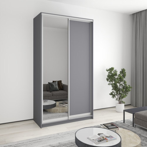Шкаф-купе двухдверный MebelStar Стандарт AL ДСП/Зеркало 130x60x240 см Антрацит (MBS-3738)